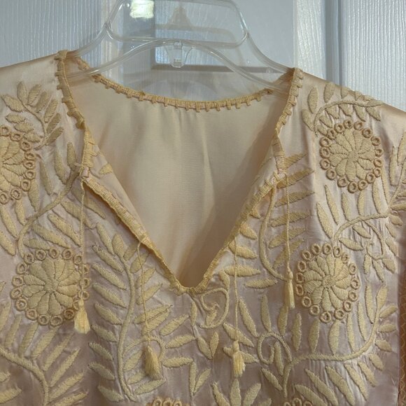 Cream-Colored Embroidered Peasant Blouse XL - Picture 9 of 12
